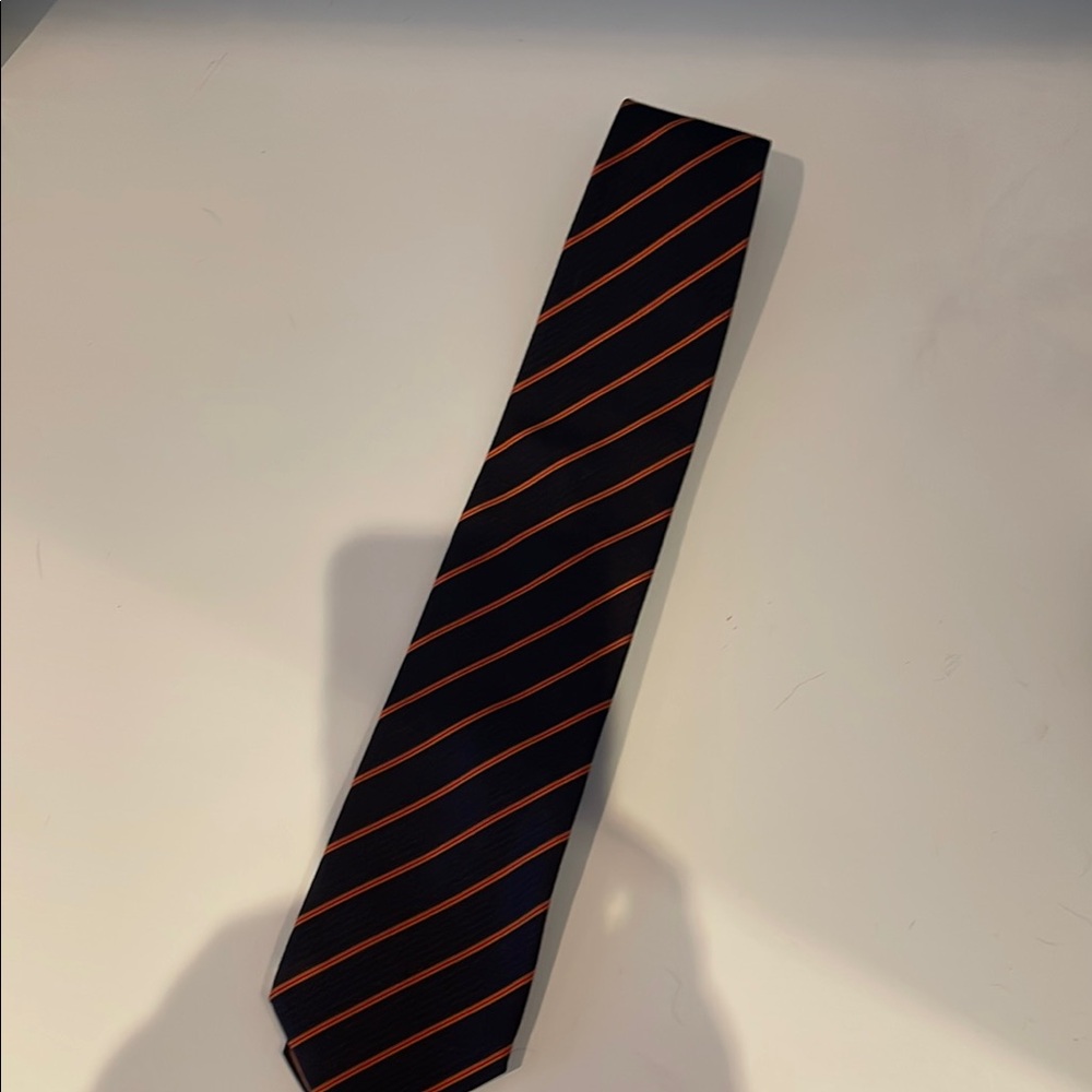 Elegant Black and Orange Striped Tie